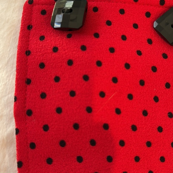 Vintage Valentino Suit. Tomato Red and Black Polka Dot Silk Lined -European 6 - Picture 11 of 15